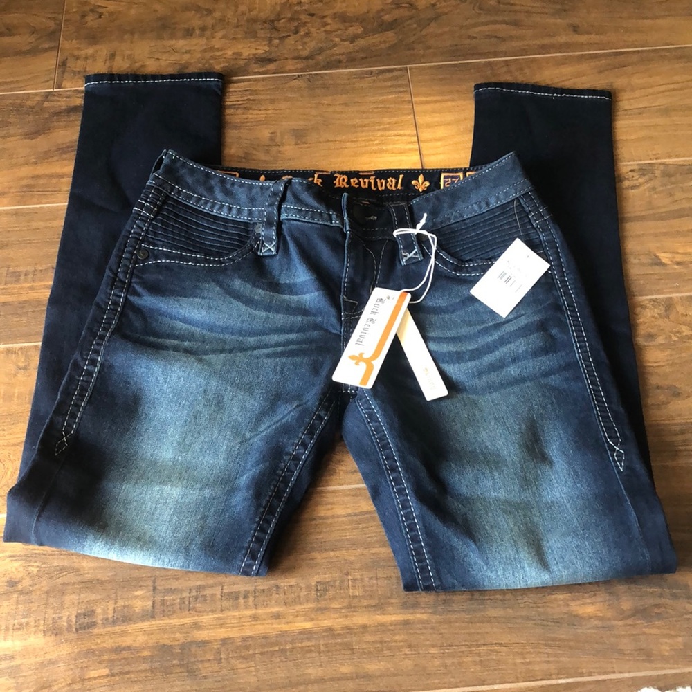 Rock Revival : Topstitch Skinny Jeans - Picture 1 of 4